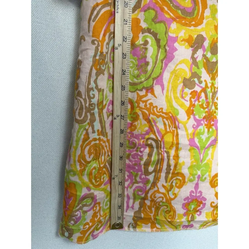 J. Crew Shift Dress Women’s 0 Linen 3/4 Sleeve Mod Paisley‎ Retro Hippie READ